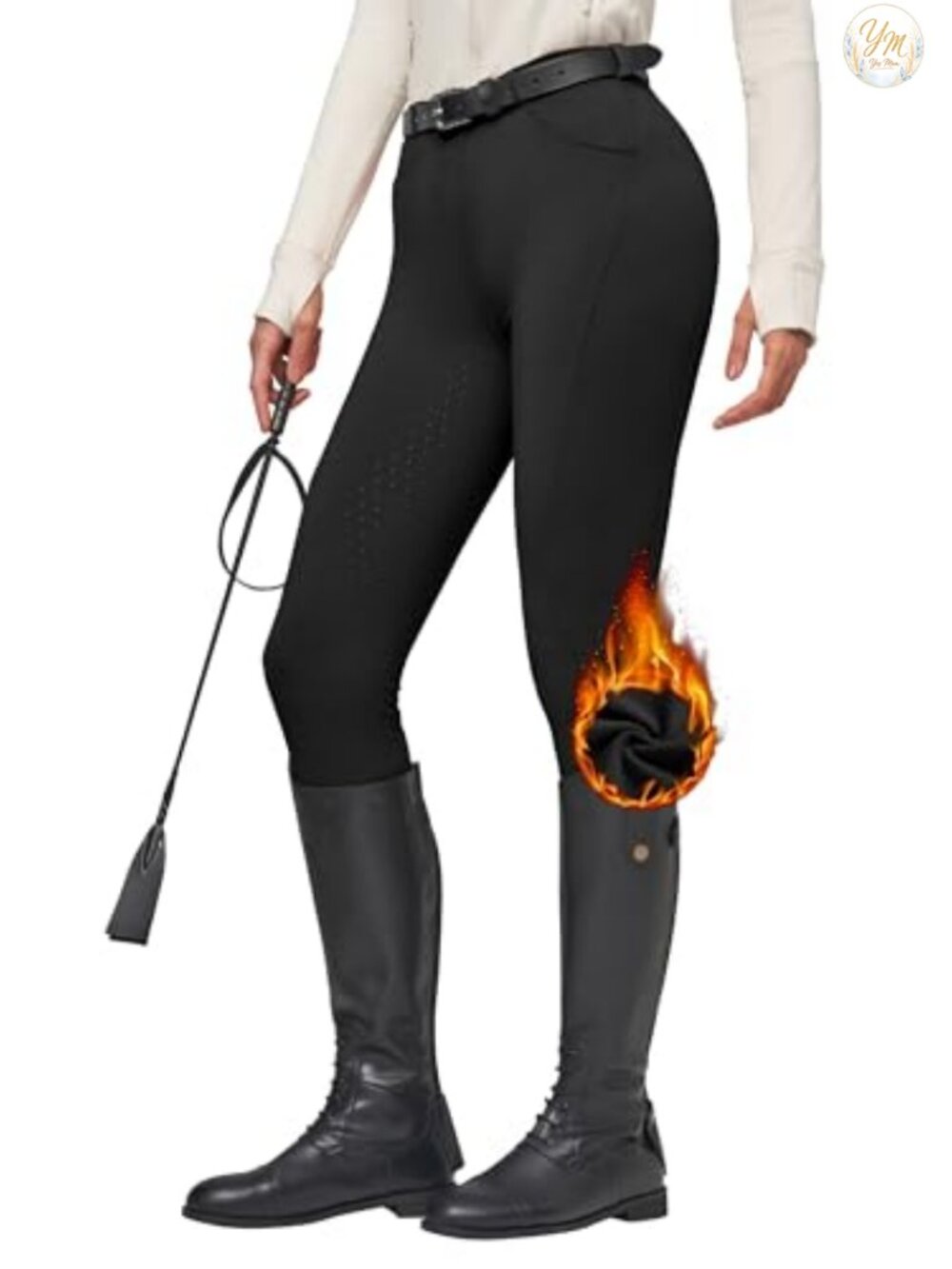 Fleece Riding Breeches Full Seat Silicone Equestrian Pants 3 Pockets Thermal